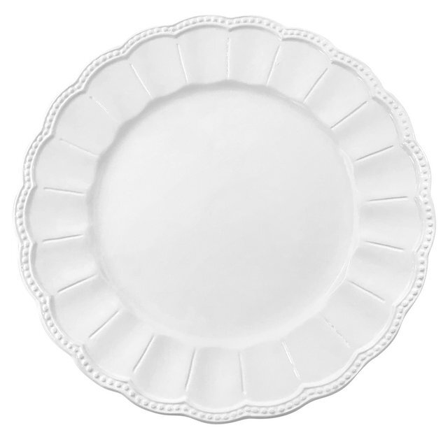 Beaded White Porcelain Charger